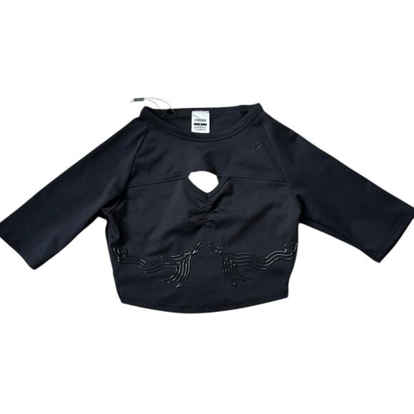 NEW Gymshark Black Athletic EXO Crop Top Front/Back Cut Outs Women's Small - Picture 1 of 6